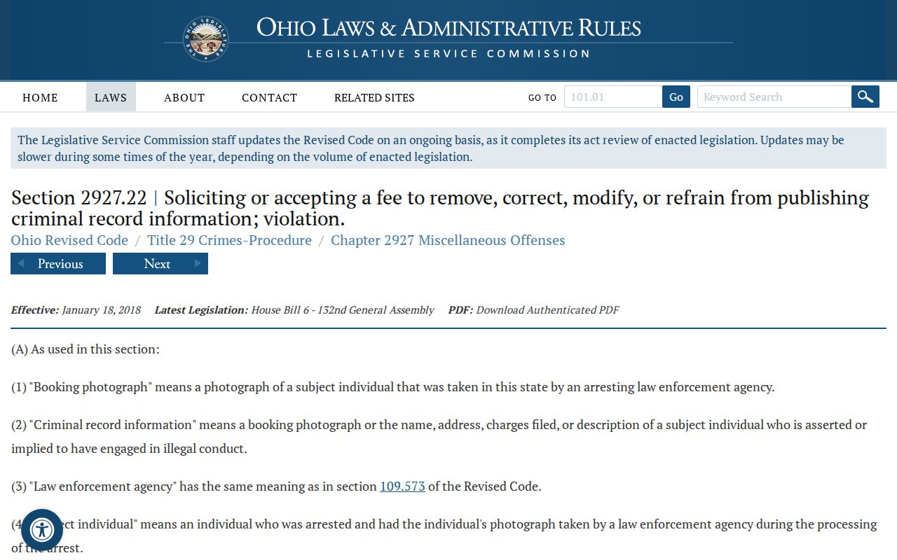 Ohio booking-photo law affecting Clermont County released inmate mugshots
